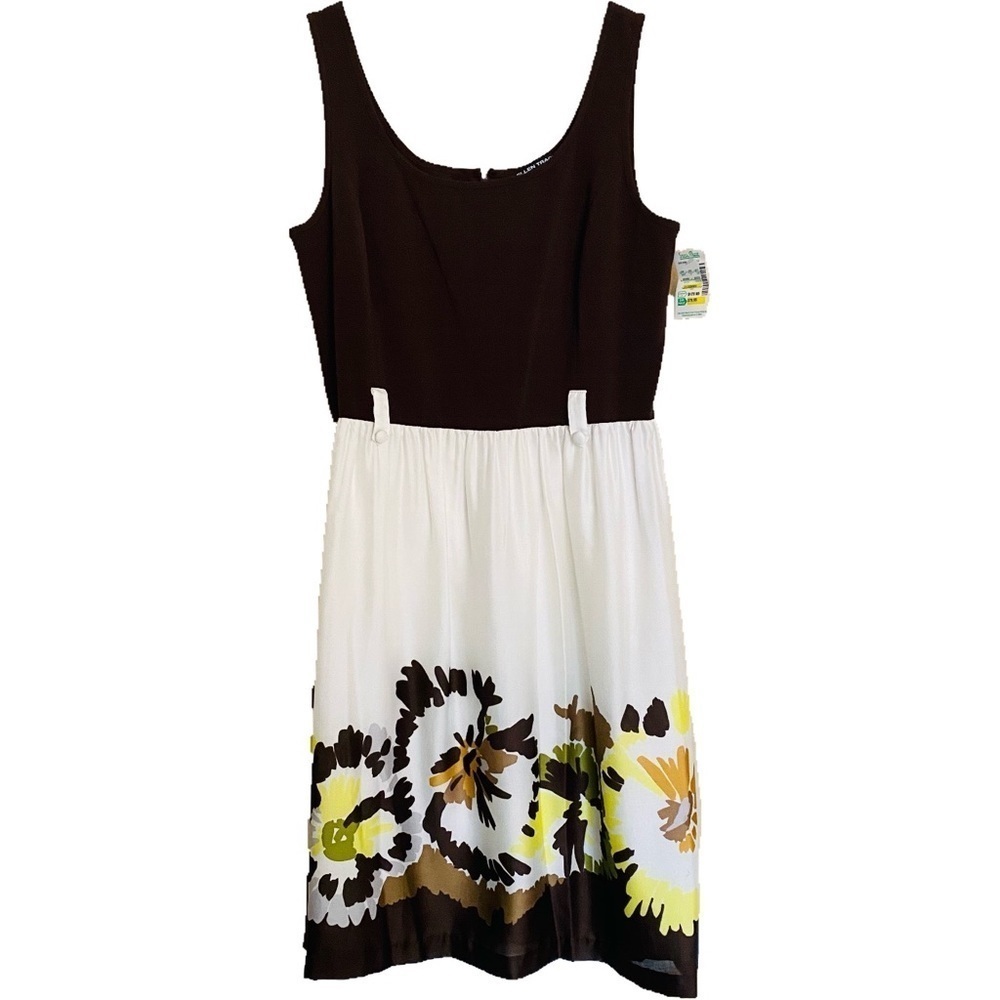 Beautiful Summer Casual Dress by Ellen Tracy Brown Floral Print Baby Doll 12 NEW